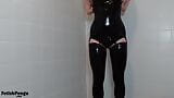 Messy dressing up in latex, spit play, hitachi magic wand orgasm, high heel boots snapshot 4