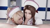 Luna et Aerith, infirmière, sucent une grosse bite, version 2 snapshot 8