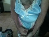 cd lingerie blue and white frilly teddy wank snapshot 16