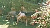 Guy jerks off and fingers his hole in the back yard before finally cumming onto the grass snapshot 9