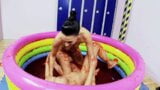 two friends rubbing against each other in swimming pool at home! snapshot 8