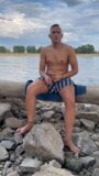 German twink boy jerks off naked at the Rhein (Duesseldorf) Twinkboy82 snapshot 3
