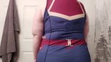 Caressing my curves in my new Captain Marvel dress! snapshot 2