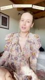 Brie Larson at home in a floral dress snapshot 2