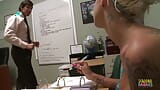 Tattooed Blonde Chick Gets Fucked by Her Teacher in the Classroom snapshot 2