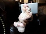 Nerdy girl shows her meaty soles for the camera snapshot 11