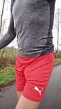 Slender boy jogging provocatively with cockring. Walkers watching me and my bulge in my pants snapshot 7