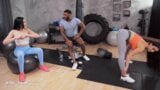 MOMXXX BBC – Big tits MILF has interracial threesome in gym snapshot 3