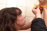 Wild and old German lady eating cum in a public bathroom snapshot 20