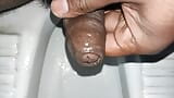 indian big black cock peeing and cumming in bathroom  cumshoot solo masturbation snapshot 3