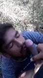 Chico gay chupa el pene de un amigo en bush snapshot 5