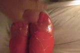 Cum on Red stockings snapshot 3