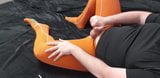 Orange long underpants and toe socks cum on shirt snapshot 7