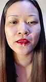 JOI sloppy asian tattoed spit and tongue fetish play snapshot 3