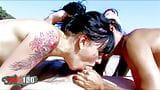 Wild threesome on a public beach with Lara Tinelli and Jordanne Kali snapshot 25