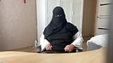 arabic muslim girl with big boobs in hijab sits on web chat live snapshot 3