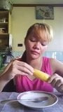 Filipina Bea sucks banana and cream snapshot 1