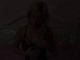 Classy young blonde masturbates solo, then older dude comes to bang her in bed snapshot 1