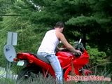 Amateur gay guy arrives on his bike for some masturbation snapshot 1