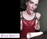 Sissy Slave Denise Humain works with her mouth on a Dildo for training. Sexy snapshot 20