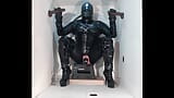 Fetisj gloryhole slet in laarzen en pvc bedient veel harde rubberen pikken snapshot 2