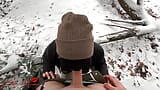 Asian Ho gives Blow in Snow -- Luna sucks BWC in Public Park, almost gets caught! snapshot 7