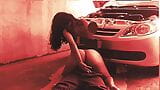 camera in the garage films naughty woman sitting on the mechanic's dick! snapshot 12