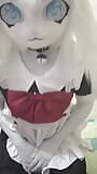 Boyfriend controls vibrator, making me wet and orgasm in kigurumi furry maid suit snapshot 1