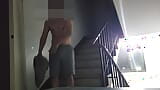 Asian (Korean) undresses and masturbates on the stairs snapshot 1