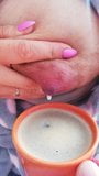 Morning Coffee with milk for husband. snapshot 6