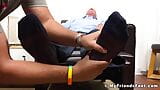 Handsome bald daddy foot worshipped and licked by kinky guy snapshot 5