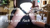 Prostate cum milking - with electro chastity cage and fuck machine snapshot 1