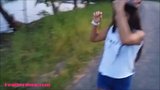 Heather pisca fundo na estrada, em seguida, dá deepthroa público snapshot 4