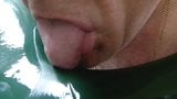 Licking my pee stained Hunter Wellie clean snapshot 4