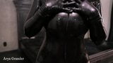 Black Latex Rubber Catsuit Video Arya Grander Fetish Model snapshot 10