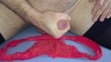 Cum on red slip - with tight black stockings snapshot 1