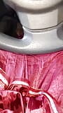 Masturbation, sperma tragend mit rotem satin, mukenah snapshot 5