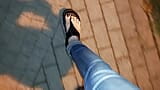 I tempt you with my sexy feet while walking on the street snapshot 10