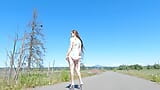 Longpussy, walk at a Public Park in Heels with a Huge, Full Diaper after a Long Drive and my Evening Shower before my Pussy gets snapshot 9