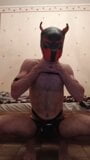 The puppy shows his body in leather snapshot 16