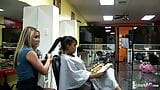 Skinny Teen Hairdresser Seduce Black Monster Cock to Fuck at work snapshot 1