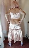 Uk sissy crossdresser in full length vintage satin snapshot 2