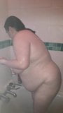 BBW wife in the shower with husbands cock snapshot 2