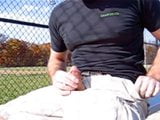 Jerking off at the ball park in the dugout snapshot 8