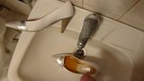 Piss in wifes silver and white high heel shoe snapshot 8