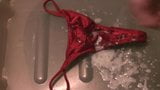 Huge Messy Load on Red Thong snapshot 4