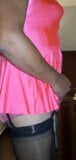 Shinny licra pink dress, cheerleader dress, nylon briefs snapshot 3