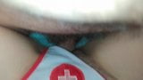 CUM IN 1 MINUTE ON HAIRY PUSSY IN NURSE COSTUME snapshot 2