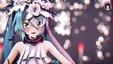 Симпатичная Miku в сексуальном костюме танцует + постепенное раздевание (3D хентай) snapshot 6