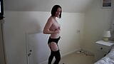 Slim wife posing in stockings and suspenders snapshot 3